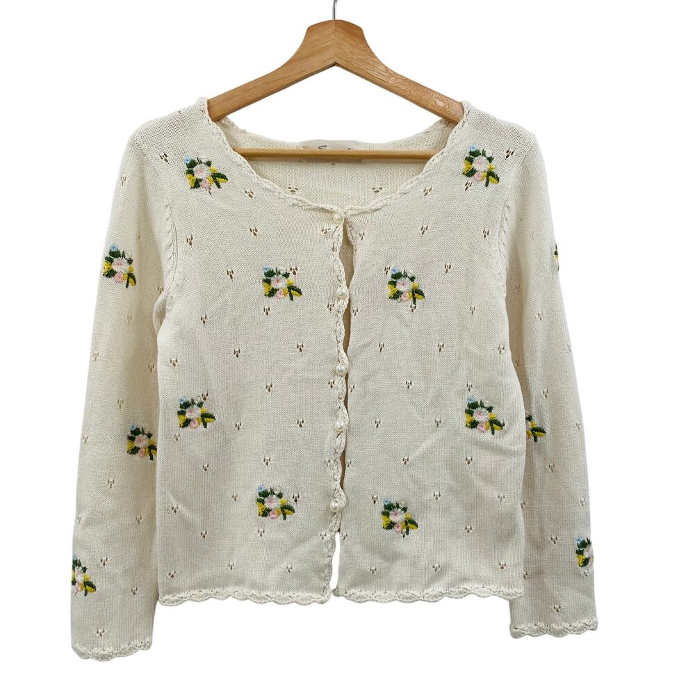 Snidel cream embroidered cardigan sweater